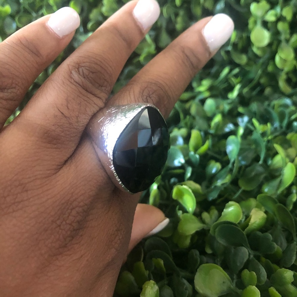 Black Stone Statement Ring - image 1
